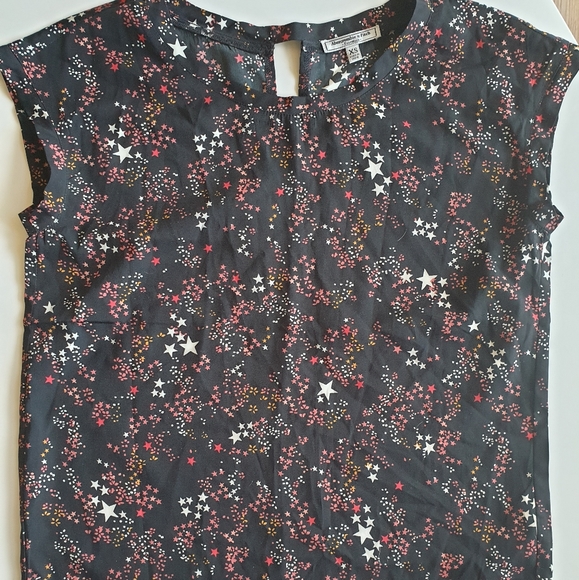Abercrombie black patterned cap sleeve blouse - Picture 1 of 3